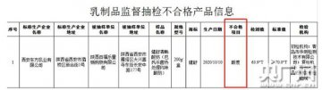 西安东方乳业公司健舒清畅酸奶抽检不合格！
